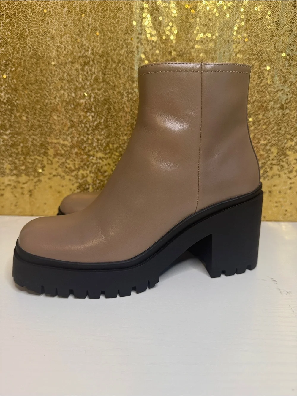Jeffrey Campbell Anemone Ankle Boots Nude Leather Platform Ankle Boots